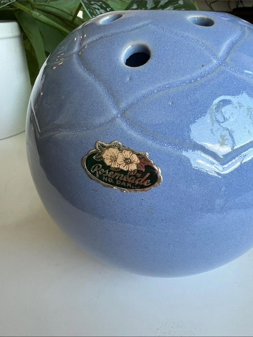 Vintage Rosemeade Blue Ceramic Flower Frog Vase - Picture 6 of 12